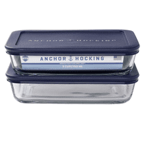 Anchor Hocking Glass Food Storage Containers with Lids, 3 Cup Rectangular, Set of 2