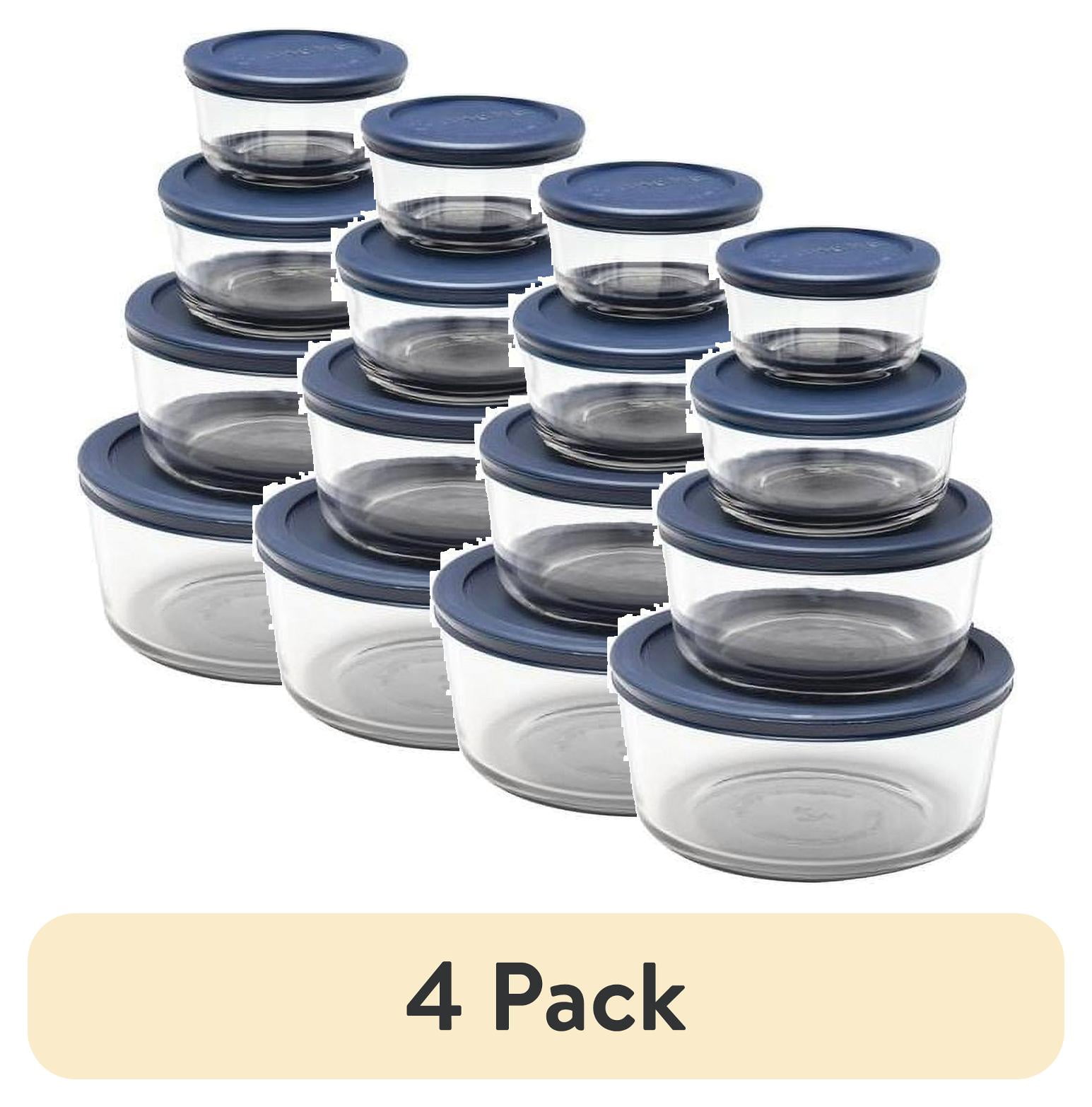 (4 pack) Anchor Hocking Glass Food Storage Containers with Lids, 8