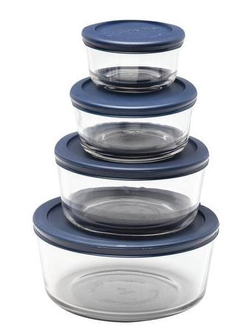 Anchor Hocking Glass Food Storage Containers with Lids, 8 Piece