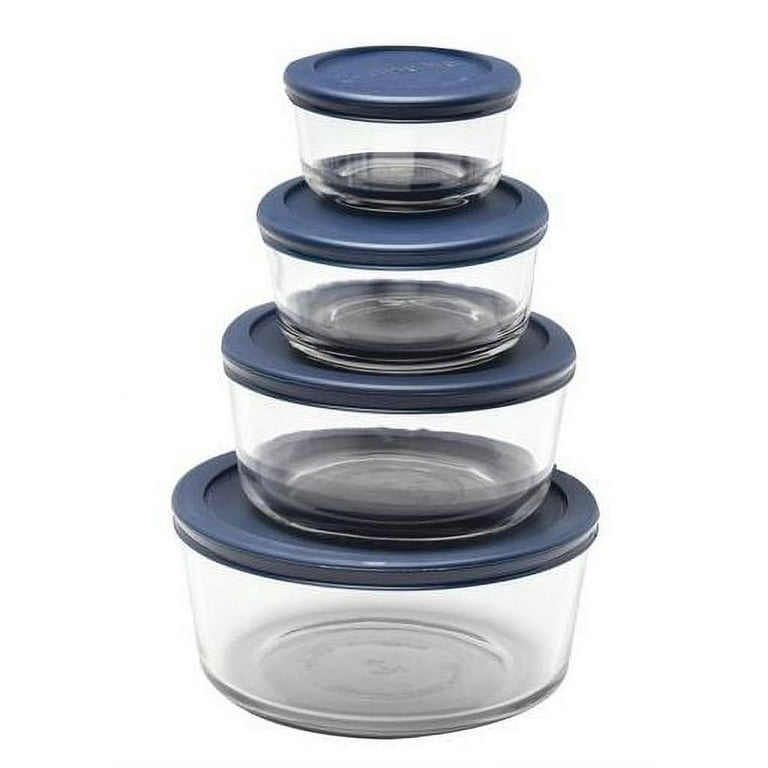 Anchor Hocking Classic Round Glass Food Storage with Navy Lid, 4