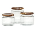 thumbnail image 1 of Anchor Hocking Glass Jars with Acacia Lids, 3 Piece Set, 1 of 5