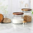 Anchor Hocking Airtight Food Storage Glass Jars with Acacia Lids, Set