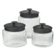 thumbnail image 1 of Anchor Hocking Glass Jars with Black Metal Lids, 3 Piece Set, 1 of 4