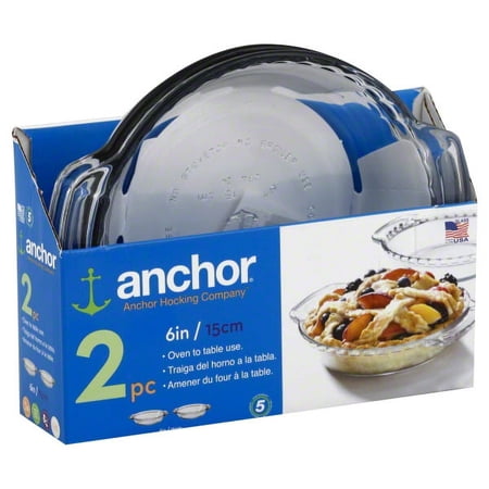 Anchor Hocking Glass Mini Pie Plate Set, 6 Inches, Set of 2
