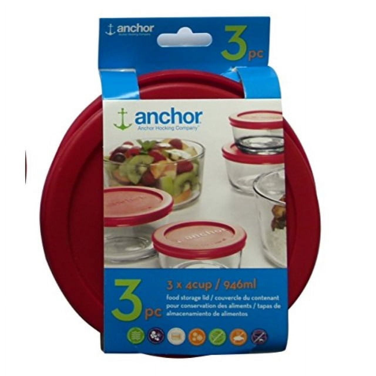 Anchor 91547L7 2 cup Round Kitchen Storage Container w/ Red
