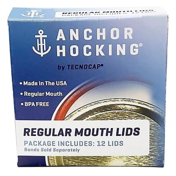 Anchor Hocking HCR12RL-G BPA Free Regular Mouth Canning Lids, 12 ct.