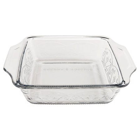 Anchor Hocking Laurel Embossed Clear Glass Cake Dish