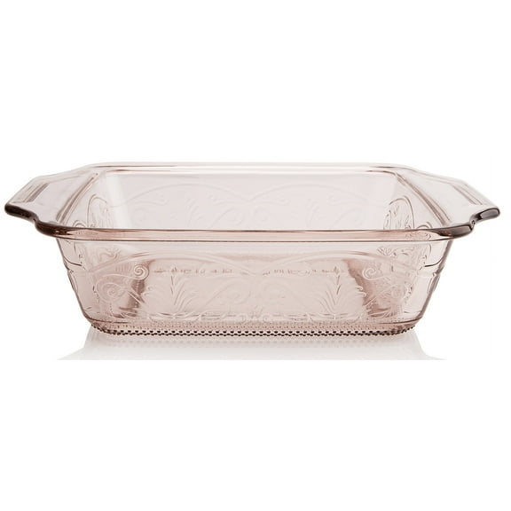Anchor Hocking Laurel Glass 8" Rosewater Embossed Cake Dish