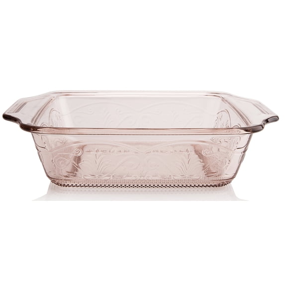 Anchor Hocking Laurel Glass 8" Rosewater Embossed Cake Dish