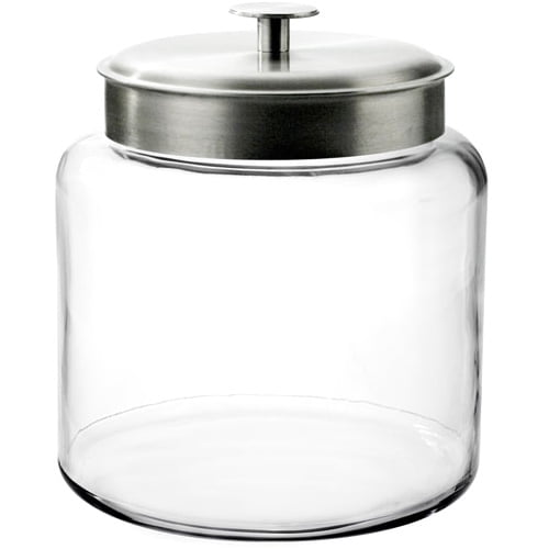 1.5 Gallon Clear Glass Food Storage Container with Silver Lid