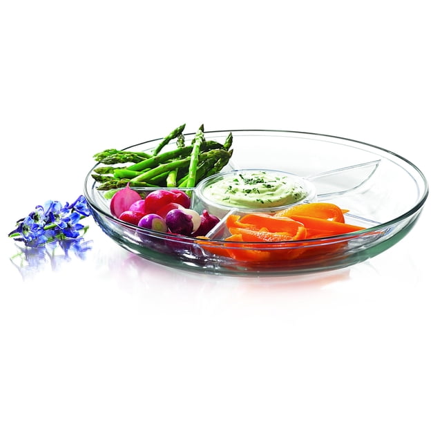 Anchor Hocking Presence 5-Section Clear Glass Serving Platter with Egg ...