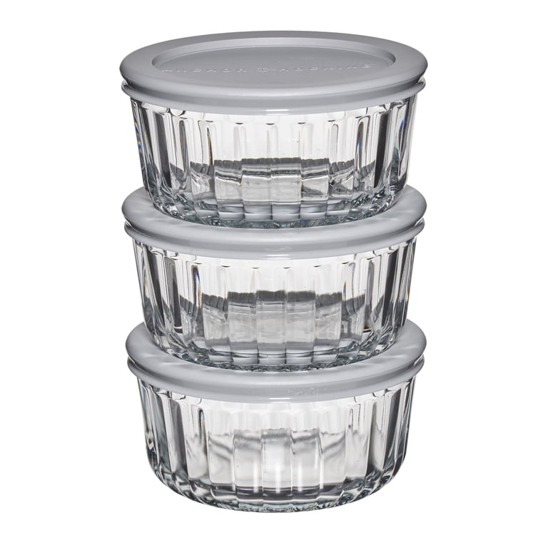 Anchor Hocking Sculpted Glass Food Storage Container with Lids, 2