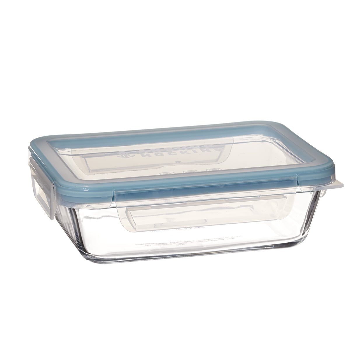 Anchor Hocking Classic Rectangular Glass Food Storage with Navy Lid, 6  Cups, Set of 2