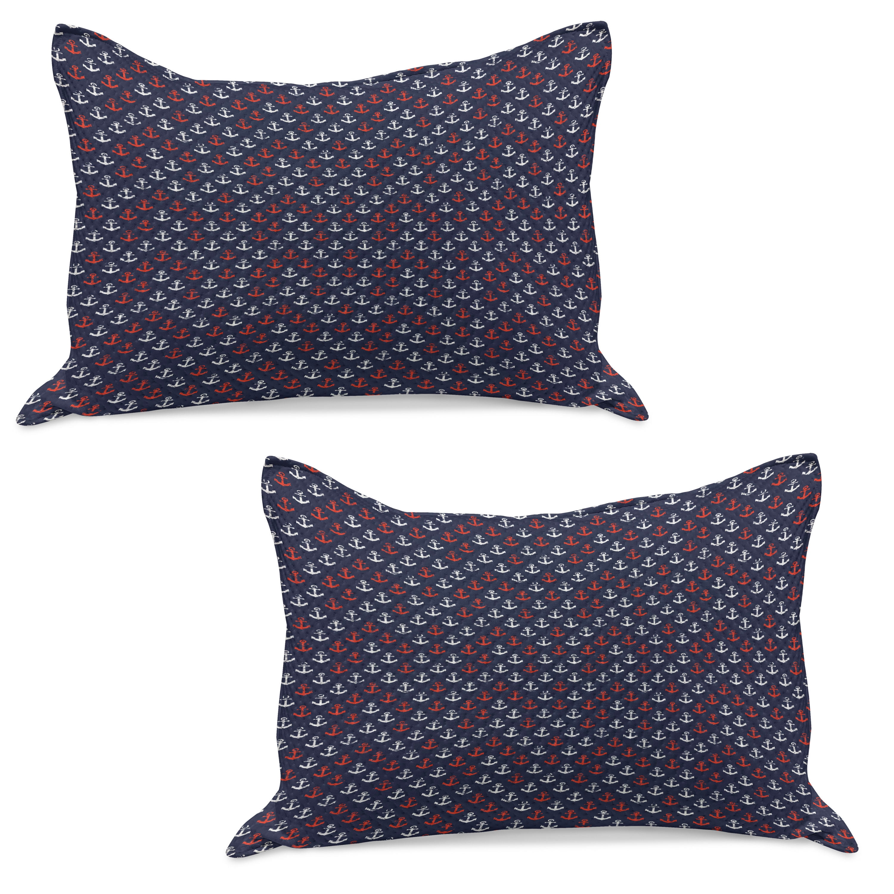 Anchor Knitted Quilt Pillowcover Set of 2, Abstract Sea Theme with