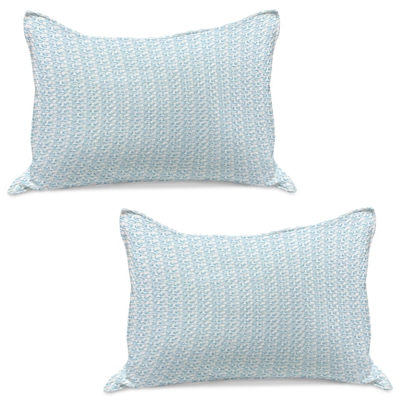Anchor Knitted Quilt Pillowcover Set of 2, Little Anchors with Chains Naval Loops Sailing Theme Cartoon Style Ocean Travel, Standard Queen Pillow Sham Bedroom, 30" x 20", Pale Blue White, by Ambesonne