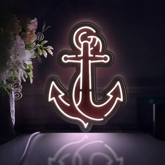 Anchor Led Light Box, Dimmable Neon-Like Light Signs USB Power for Wall Decor Bedroom Decoration, Static Light (WxH) 6"x8"