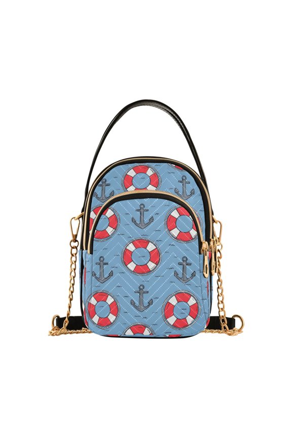 Anchor Life Buoy Pattern Women's Crossbody Handbags Leather Crossbody Bags Fanny Pack Chest Bag for Travel