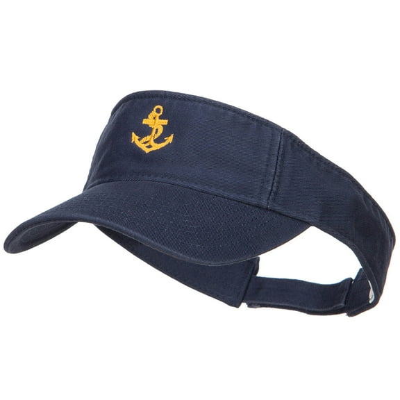 Anchor Logo Embroidered Cotton Washed Visor - Navy OSFM