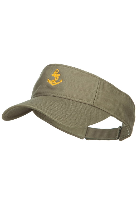 Anchor Logo Embroidered Cotton Washed Visor - Olive OSFM