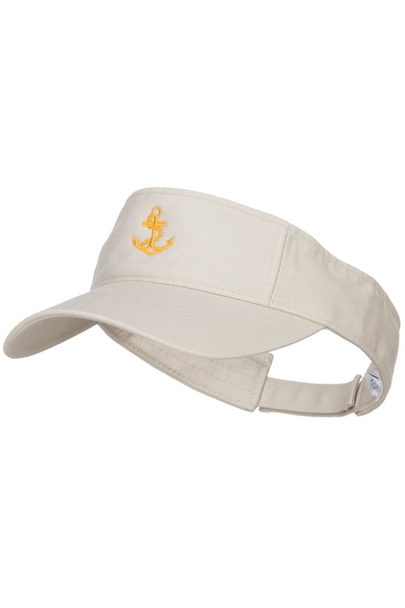 Anchor Logo Embroidered Cotton Washed Visor - Stone OSFM