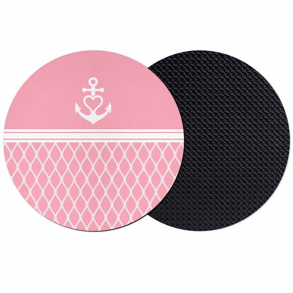Anchor Morocco Coasters Set of 2, Absorbent Coasters for Drinks, Modern Nautical Pink Boho Stripes Coaster for Desk Coffee Table Protection, Home Decor House Warming Gifts 4"