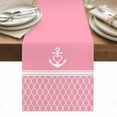 thumbnail image 1 of Anchor Morocco Table Runner - 60 Inch Long, Kitchen Dining Table Runner Dresser Scarves, Modern Nautical Pink Boho Stripes Farmhouse Decor for Coffee Tables Wedding Party Banquet, 1 of 8