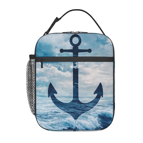 Anchor Nautical Lunch Bag Portable Thermal Lunch Box for Men and Women