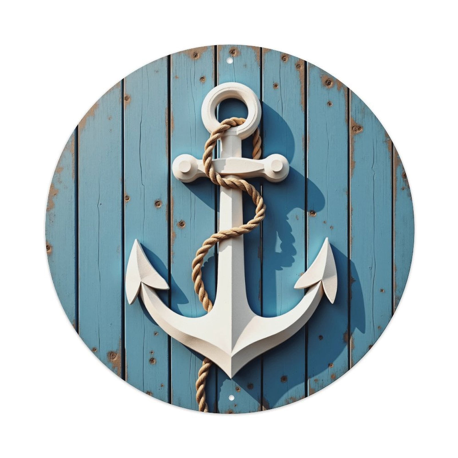 Anchor Nautical Rope Vintage Round Metal Tin Sign Nostalgic Metal Sign ...