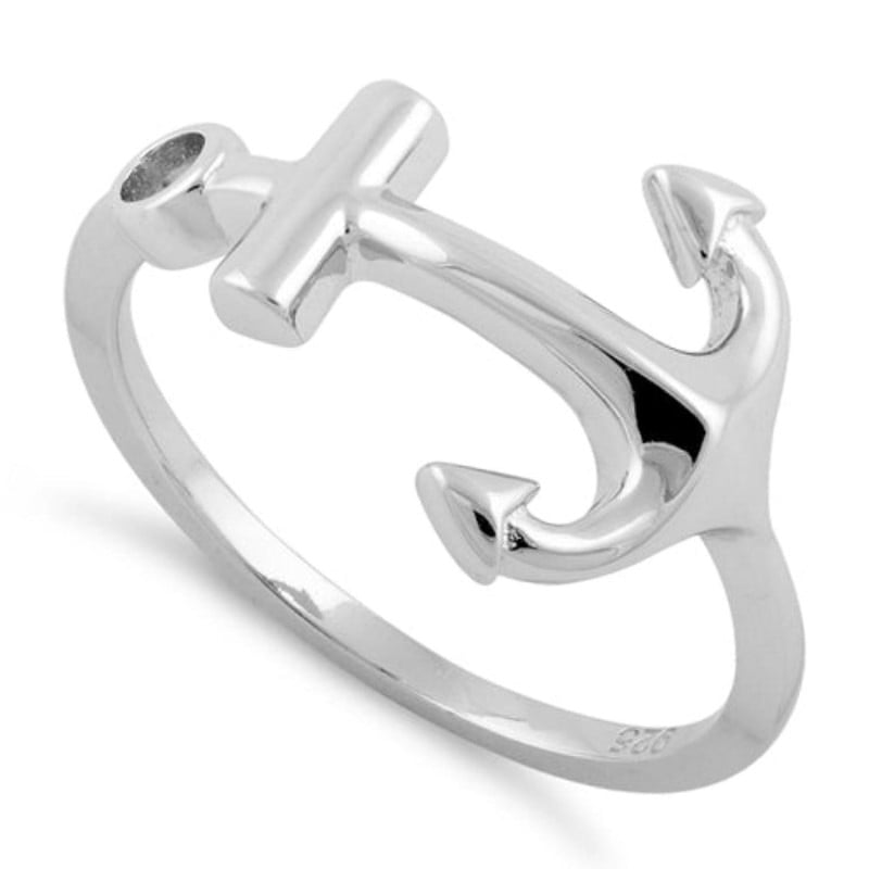 Silver Stackable Rings Ocean Anchor Nautical Stacking Ring 925 Sterling Silver Ocean Jewelry Unisex ...