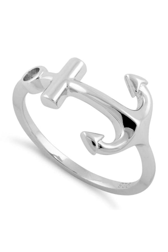 Anchor Nautical Stacking Ring 925 Sterling Silver Ocean Jewelry Unisex Band