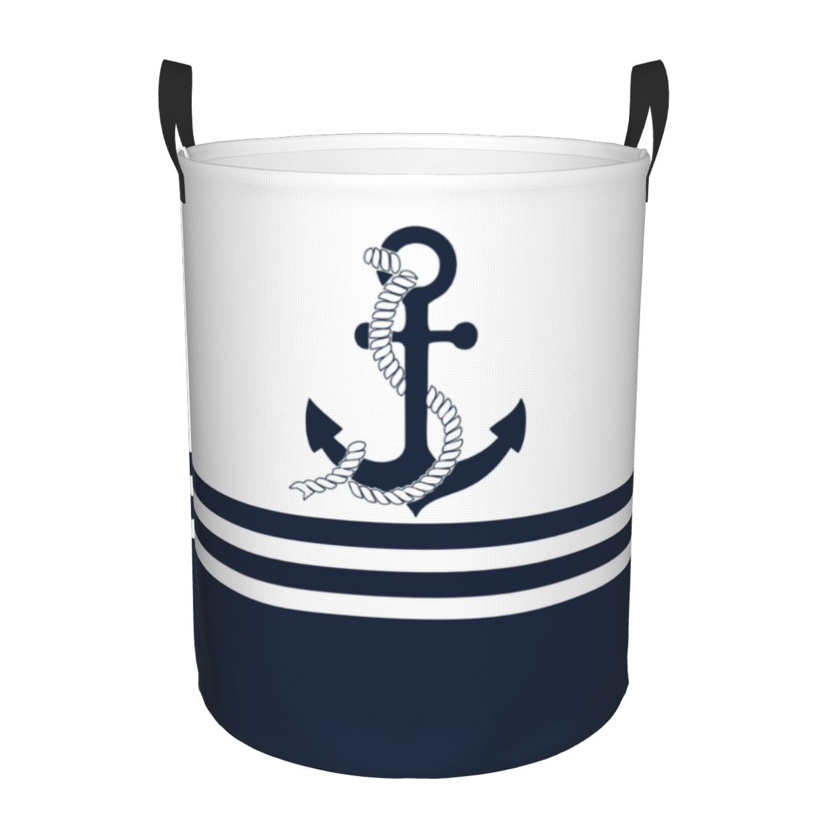 Anchor Nautical White Navy Laundry Hamper Large Clothes Storage Basket