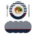 thumbnail image 1 of Anchor Navy Blue Round 13 Inch Placemats Set of 4, Red Nautical White Geometric Stripes HeatResistant Non Slip Place Mats for Dining Table, Wipeable Braided Kitchen Table Mats for Housewarming, 1 of 9