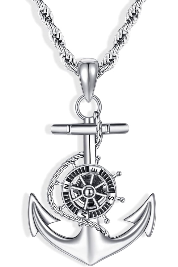 Anchor Necklace 925 Sterling Silver Nautical Pendant Necklace Anchor Jewelry Gifts for Men Women