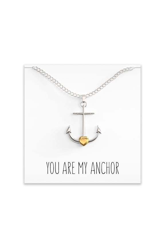 Anchor Necklace - Nautical Best Friend Gift - Charm / Pendant with Cute Message Card ? Silver & Gold
