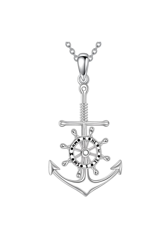 Anchor Necklace Sterling Silver Faith Hope Charity Pendant Heart Cross Anchor Jewelry Birthday Gifts for Women Men