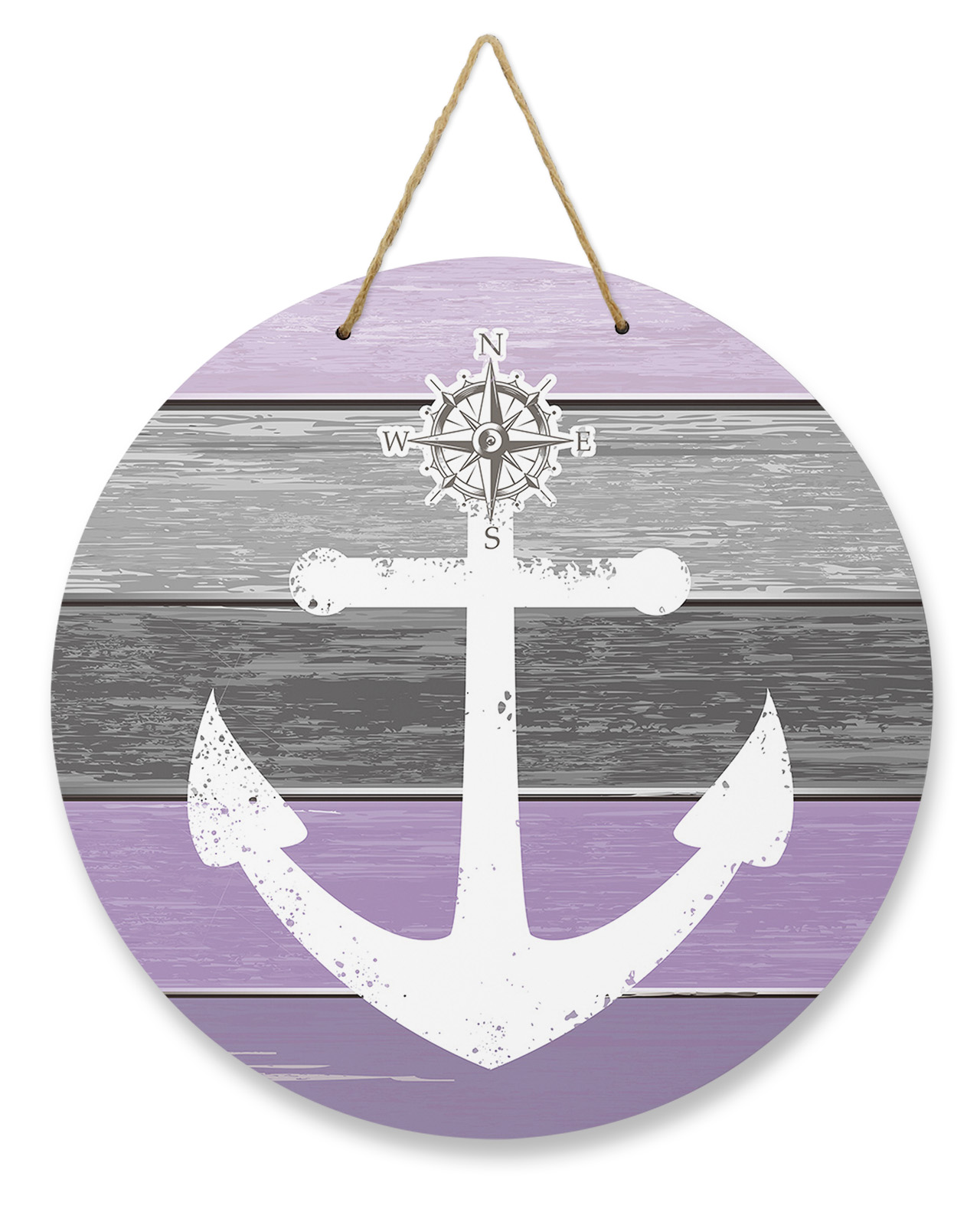 Anchor Ombre Lavender Grey Wreaths for Front Door, Rustic Wood