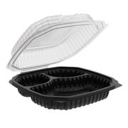 Anchor Packaging Culinary Lites Hinged Container, CL91031, 3 Compartment Black Base, 36/8/8 oz., 10.5 x 9.5 | 120/Case