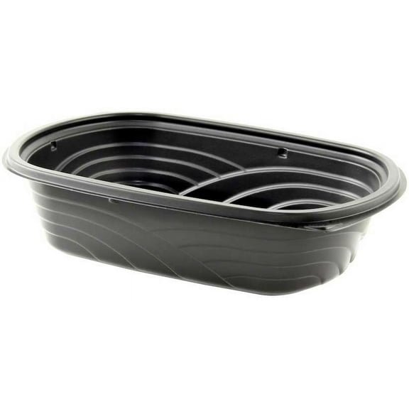 Anchor Packaging MicroRaves Wave Polypropylene Black Rectangular Container, 32 Ounce Capacity -- 252 per case.