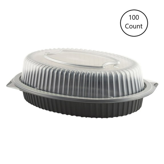 Anchor Packaging Microraves Roaster Polypropylene Food Container Black/Clear, 10.7" Length x 7.9" Width x 3.6" Depth