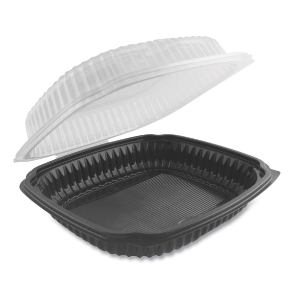 Anchor Packaging Microwavable Container 39 oz 9 x 9 x 3.01 Clear/Black 4699911