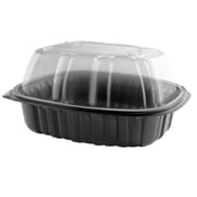 Anchor Packaging Natures Best Roaster with Black Base and Clear Lid, 1 Compartment Combo Pack Microwavable , X-Large | 150/Case