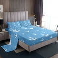 thumbnail image 1 of Anchor Pattern Bed Sheets Set Coastal Sea Twin Sheet Set,White Anchor Printed Sheets,Glitter Stripes Bed Set, 1 of 7
