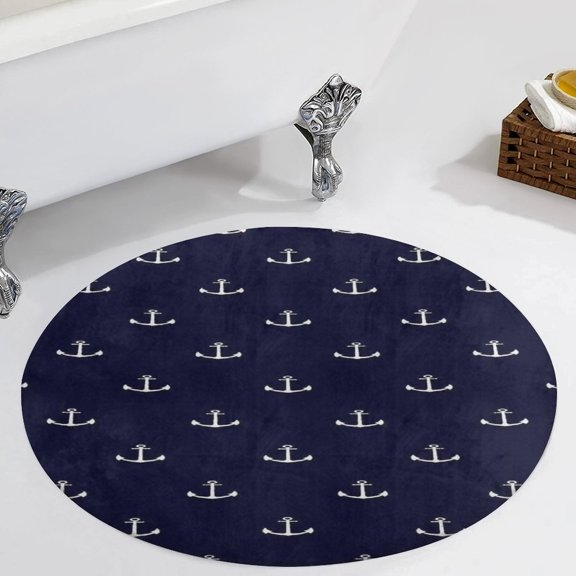 Anchor Pattern Round Carpet Circle Rug Outdoor Patio Area Rug Washable Large Area Rugs Hallway Room Decor Fitness Mats