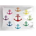 thumbnail image 1 of Anchor Pillow Sham Colorful Icons in Circular Design Nautical Maritime Theme Naval Sailboat Equipment, Decorative Standard King Size Printed Pillowcase, 36 X 20 Inches, Multicolor, by Ambesonne, 1 of 2