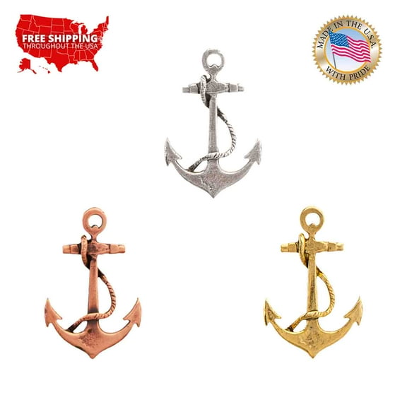 Anchor Pin, Boat, Ship, Nautical, U.S. Navy, Pewter, Metal, Hat, Lapel, Brooch, Pins, Jewelry, Made in USA, Over 20 Patriotic Designs Available. Creative Pewter Designs. A1026