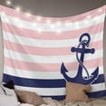 thumbnail image 1 of Anchor Pink Tapestry for Bedroom Wall Hanging Tapestry, Modern Navy Blue White Striped Nautical Ceiling Backdrop Tapestries Poster Blanket Wall Decor for Teens Room Living Room Dorm 59" x 79", 1 of 8
