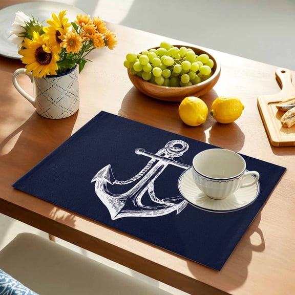 Anchor Placemats Set of 2, Nautical Knot Non-Slip Place Mats Washable Table Mats for Kitchen Dining Table Decorations Indoor/Outdoor