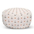 thumbnail image 1 of Anchor Pouf Cover with Zipper, Anchors and Hearts Romantic Beach Holiday Party Gathering Leisure Tour, Soft Decorative Fabric Unstuffed Case, 30" W X 17.3" L, Vermilion Grey, by Ambesonne, 1 of 3