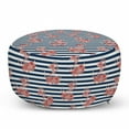 thumbnail image 1 of Anchor Pouf Cover with Zipper, Floral Anchor on Striped Surface Crescent Moon Modern Theme Art, Soft Decorative Fabric Unstuffed Case, 30" W X 17.3" L, White Blue and Red, by Ambesonne, 1 of 5