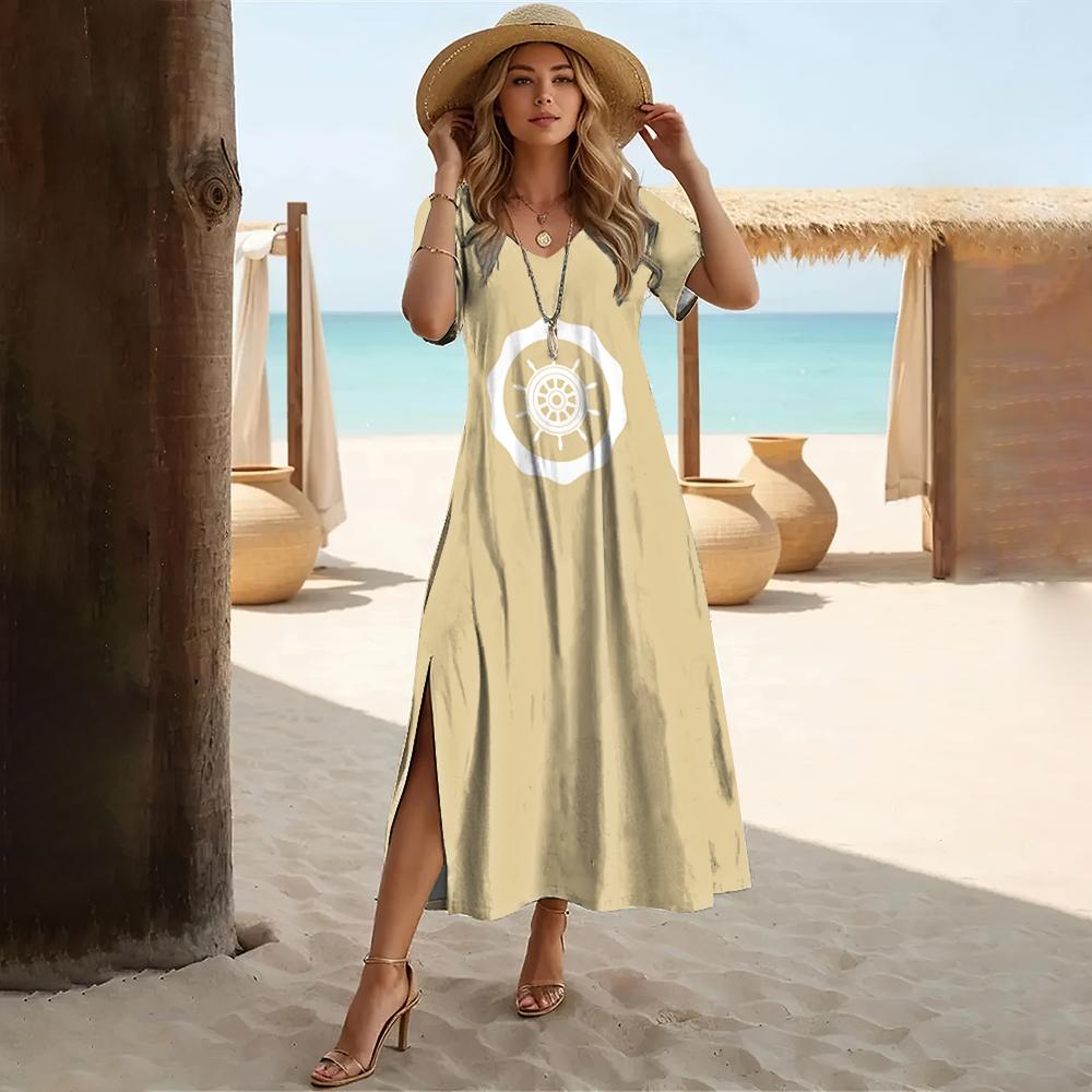 Anchor Printed VNeck Women's Dresses Simplicity Streaks Elegant